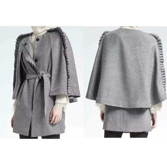 Banana Republic x Olivia Palermo Belted Cape HerringboneTrench Size Large - Picture 8 of 8